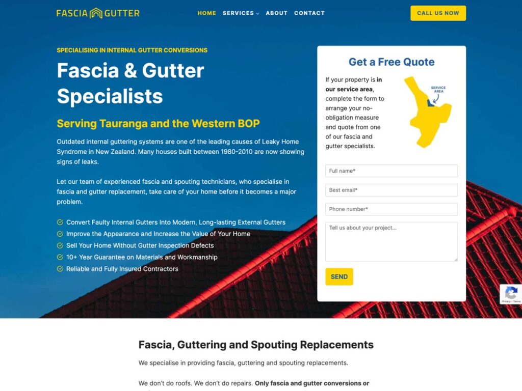 Screenshot of Fascia and Gutter website